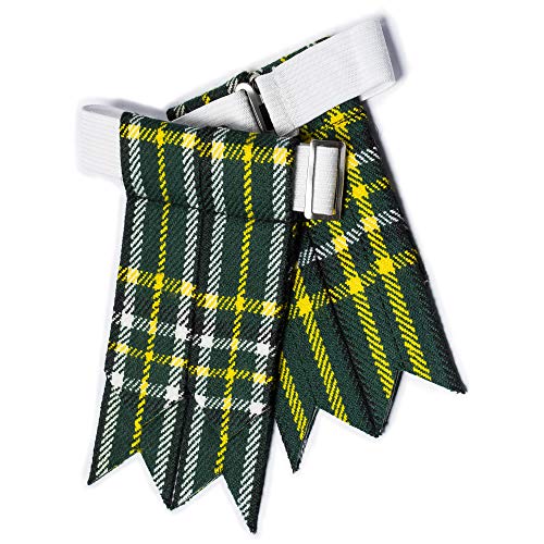 Kilt Flashes for Men with Heavy Buckle Adjusters, Plain & Tartan Kilt Sock Flashes. - color: St- Patrick 035flbu