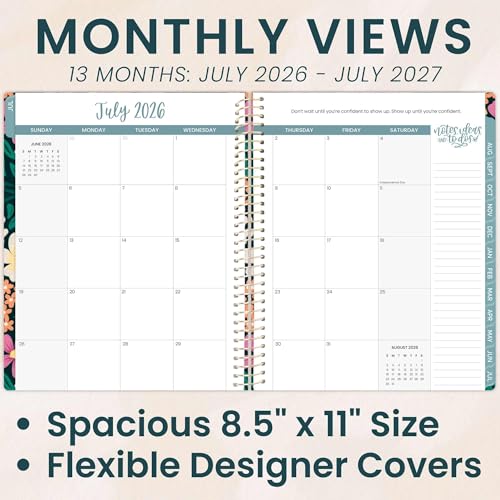 bloom daily planners 2026-2027 Planner (8.5” x 11") 13 Month Academic Organizer (July 2026 - July 2027) - Weekly & Monthly Agenda Book with Stickers & Tabs - Blooming Wildly - color: Blooming Wildly 2026-27, size: 8.5" x 11"