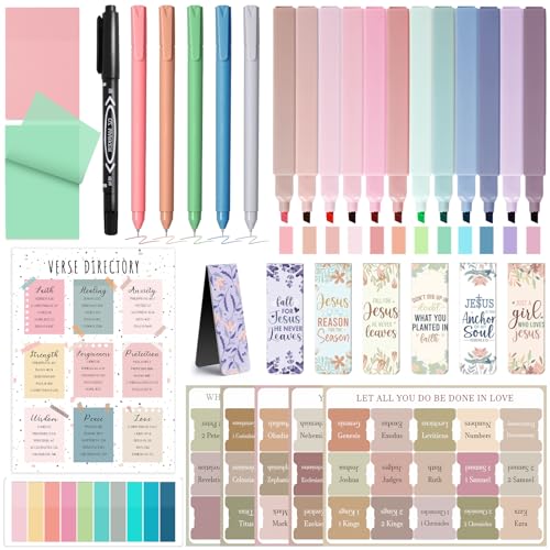 XKDOUS 42 Bible Study Supplies Journaling Kit with Bible Highlighter, Green - color: Mint Green
