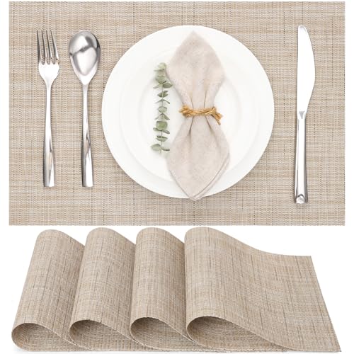 Myir JUN Placemats Set of 4 Kitchen and Dining Table Placemats - color: Beige, size: Set of 4