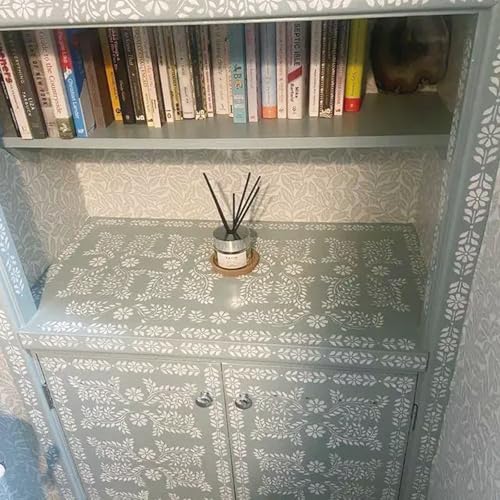 Corner Border Stencils for Crafts, Mexican Flower Floral Lace Furniture Stencils for Painting on Wood Reusable Wood Burning Drawing Art Paint Patterns for Wall Cookie Canvas Floor(Border) - style: border