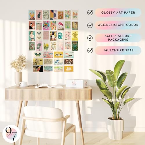 97 Decor Eclectic Wall Collage Kit, 40 Colorful Prints, 4x6 Unframed