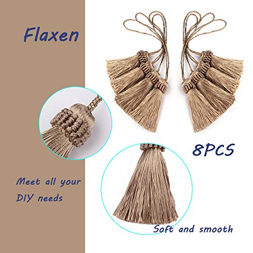 8PCS Tassel Key Colorful Tassel for Cord Loop,Elegant Handmade DIY Craft Accessory Home Decoration (flaxen) - color: Flaxen