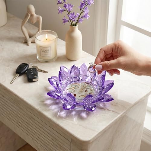 Crystal Flower Jewelry Tray, 1, 6.3" Purple - size: 6.3"(W)- Purple