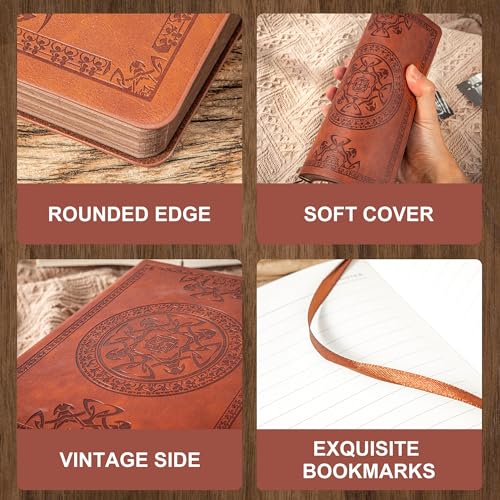 CAGIE Leather Vintage Journal for Men Women Lined Notebook Diary, A5, Brown - color: Brown, size: A5