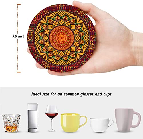 Britimes Coasters for Drinks, Set of 6, Ceramic Stone, Mandala Africa - color: Mandala 1