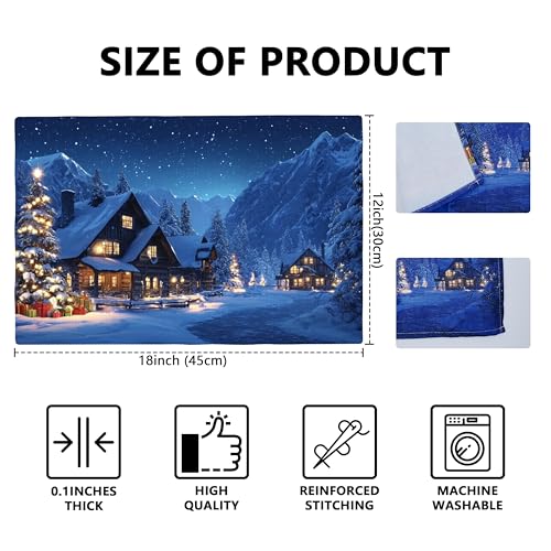 Christmas Night Table Placemats Set of 4 Place Mats Linen Wipeable Placemats Waterproof Rectangle Table Mat for Kitchen Dining Dinner 18 X 12 Inch - color: Christmas Night