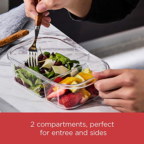 Rubbermaid Brilliance Meal Prep Containers, 2-Compartment Food Storage Containers, 2.85 Cup, 5-Pack, BPA-Free, Clear/Grey - size: 2.85 cup (10-Piece)