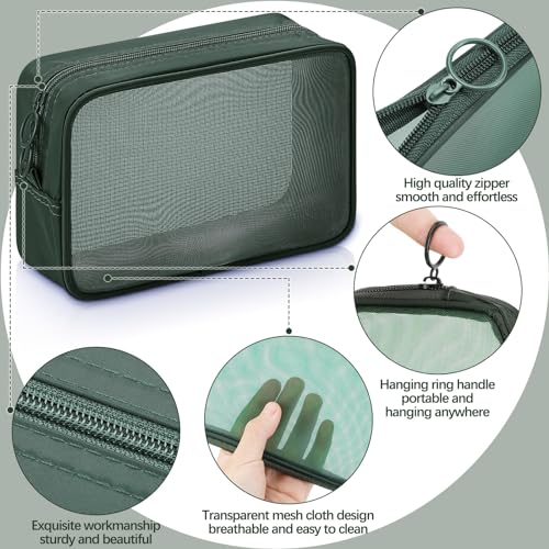 Weewooday 4Pcs Mesh Makeup Bag, Olive Green, Small, Large, Medium, Classic - color: Olive Green, size: Small, Large, Medium, style: Classic