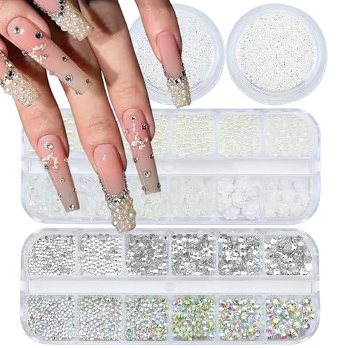 Flatback Nail Pearls Rhinestones for Nail Art DIY Nail Charms - color: Colorful-03