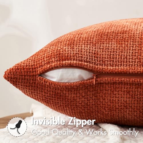 MIULEE Fall Decorative Couch Throw Pillow Covers 18x18 Burnt Orange 2 Pack - color: Burnt Orange, size: 18" x 18" (Pack of 2)