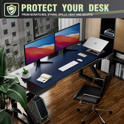 K KNODEL Extra Large Desk Mat, Leather Mouse Pad (47.2"x17", Dark Blue) - color: Dark Blue, size: 47.2" x 17"