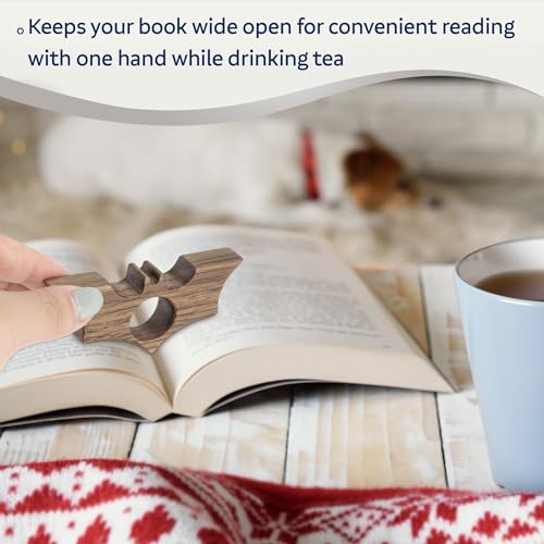 Bat Thumb Book Page Holder, Smooth Finish Walnut Wood Book Holder for Reading, Ideal Book Reader Gifts & Reading Accessories,Book Worm Gifts for Women, Thumb Book Page Holder - Book Lover Gifts - size: Small