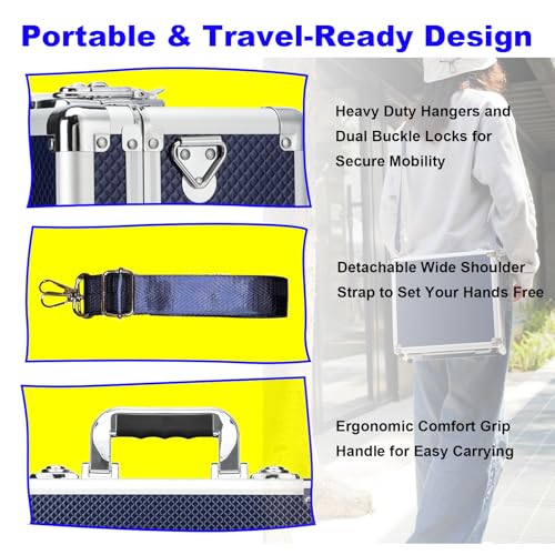 Lockable Trading Sports Card Case Storage Box Holder Organizer - color: Blue, size: Medium