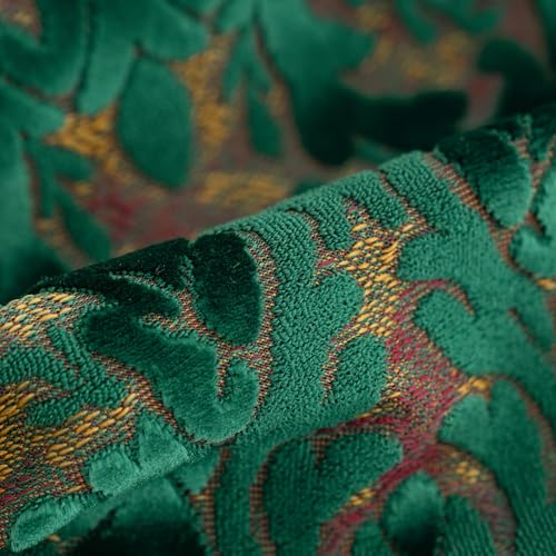 Alerfa Boho Green Floral Throw Pillow Cover 18x18 Inch Cut Velvet Sqaure Luxury Embroidered Decorative Pillow Cover for Couch Living Room Bedroom - color: Green, size: 18" x 18" (Pack of 1)