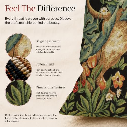 William Morris Lion Tapestry Throw Pillow Cover 18 x 18 in With Zipper - color: Black Lion