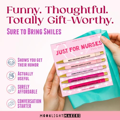 Moonlight Makers Funny Pens for Nurses, Set of 5, Just for Nurses, Sayings - color: Nurse Pens