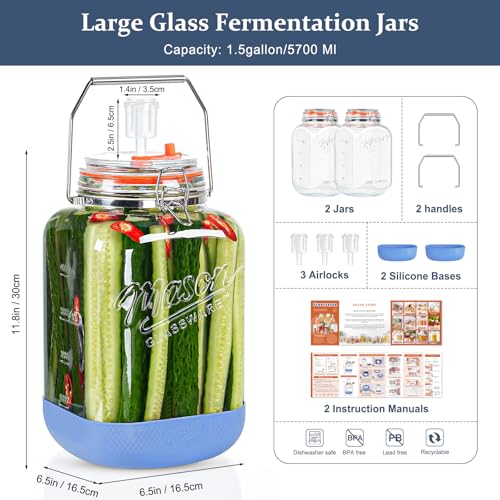 Folinstall 1.5 Gallon Fermentation Jar, Pickling Jars for Sourdough Starter