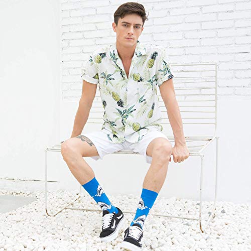 WeciBor Men's Combed Cotton Novelty Crew Socks Size 7-15 - color: Blue/Black/Grey/Multicolor Animal-6m, size: 7-12