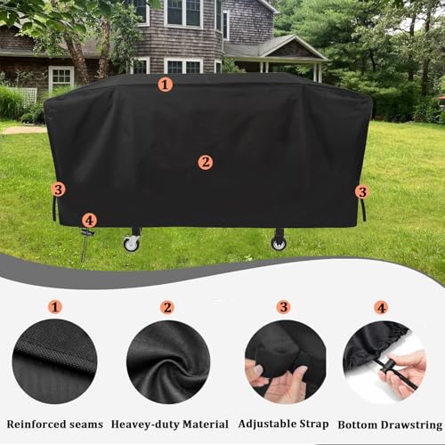 Grill Cover for Blackstone Bronco 5-Burner 44 Inch Griddle, Heavy Duty Outdoor Waterproof Flat Top Pellet Smoker Griddle Cover for Black Stone 5 Burner 44" Omnivore Grill BBQ Accessories - size: 75"L x 24.8"W x 33.5"H