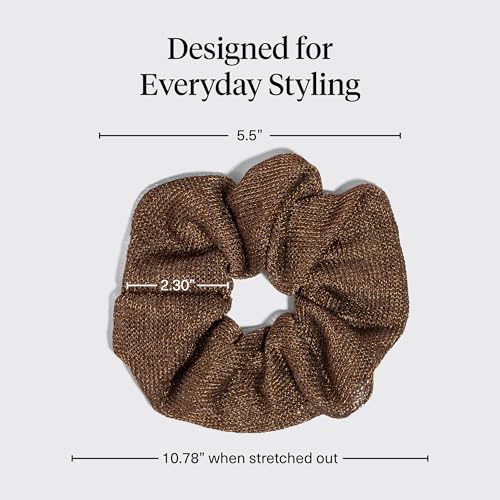 Kitsch Metallic Mesh & Satin Scrunchies For Women - Black & Chocolate, 2pcs - color: Black & Chocolate