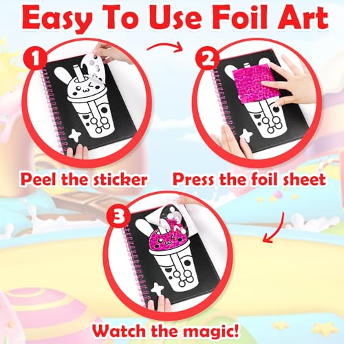 FUNNYB&G Foil Art Craft Kit for Kids, Sparkly Birthday Gift Toy for Girls - style: Food