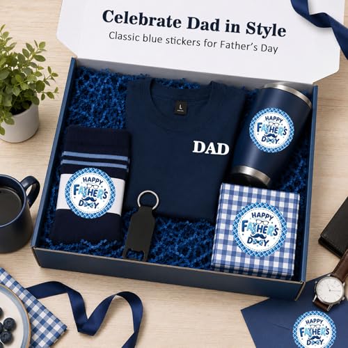 Father’s Day Stickers 60 Pcs, Happy Fathers Day Stickers for Gift Wrapping Cards Envelopes Treat Bags, Best Dad Ever Round Labels for Father’s Day Supplies Family Party Decorations - style: Father's Day