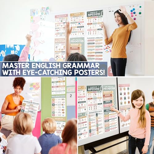 BEAWART Parts of Speech Posters, 15 Pack 11x17 Boho English Charts - color: Boho Parts Of Speech