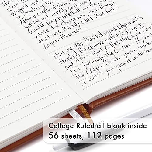 feela 3 Pack Pocket Notebook Journals, Mini Cute Small Journal Notebook Bulk Hardcover College Ruled Notepad with Pen Holder for Office School Supplies, with 3 Black Pens, 3.5”x 5.5”, A6, Brown - color: 3 Brown