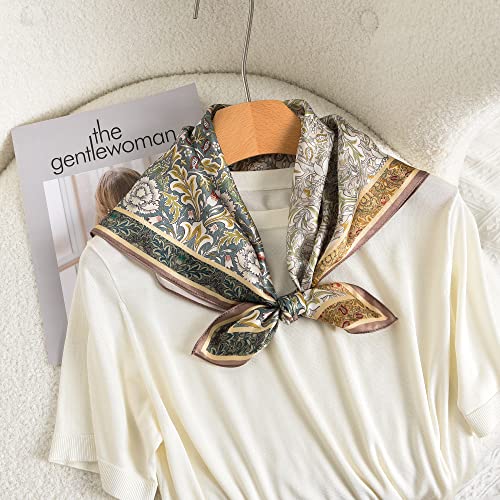 100% Mulberry Silk Scarf - 25.6" Square Neckerchief & Headscarf Gift Packed - color: Decor