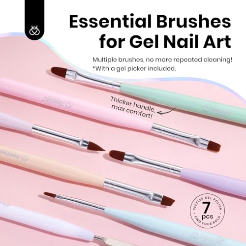 Beetles Nail Art Brushes Set,7Pcs Nail Art Tools Fingernail Art Design Pens - color: D-Multicolor-7