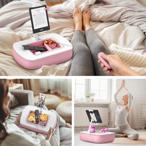 ERGONOV Tablet Pillow Stand for Lap with Snack Bowl and 360° Rotating Arm - color: Pink