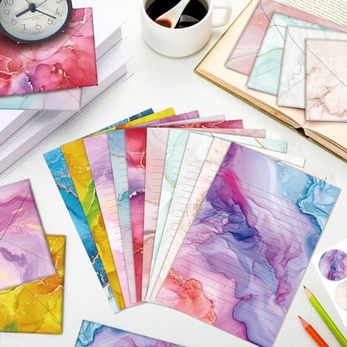 TaoBary 160 Pcs Marble Stationery Paper and Envelopes Set, 5.5 x 8.25'' - size: 5.5 x 8.25 Inch, style: Marble