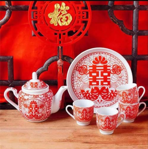 Chinese Wedding Tea Gift Set Service Bride and Groom (Double Happiness S) - color: Double Happiness S