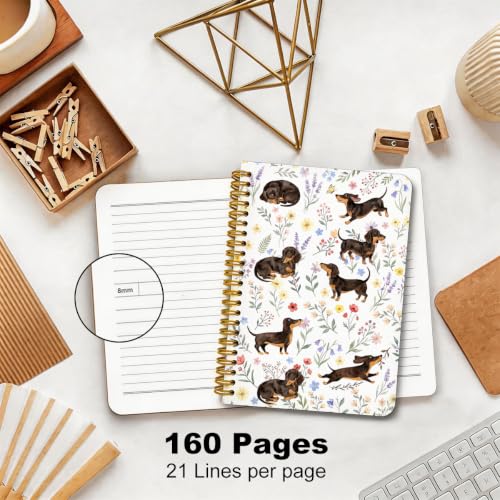 2 Pcs Cute Dachshund Spiral Notebook Dachshund Lover Gifts Journal Notebook - color: Multicolour 0201