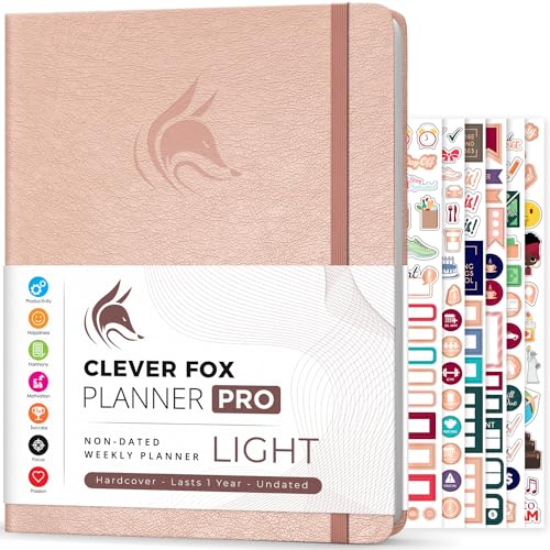Clever Fox Planner PRO Light, Undated Weekly Planner, 8.5x11, Rose Gold - color: Rose Gold (Undated), size: A4 (8.5" x 11") Light Version