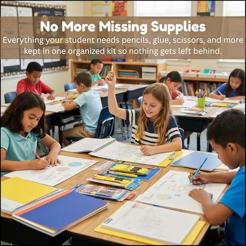 85 Piece Elementary School Supply Kit, Complete Back to School Supplies Bundle with Pencils, Crayons, Colored Pencils, Notebooks, Binder, Folders, Scissors, Markers, Highlighters & Whiteboard - style: Elementary