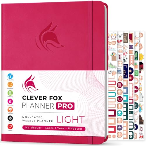 Clever Fox Planner PRO Light, Undated Weekly Planner, 8.5x11, Dark Pink - color: Dark Pink, size: A4 (8.5" x 11") Light Version