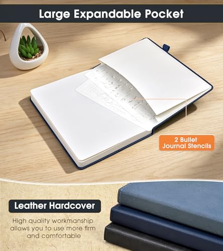Journal Notebook, A5 Leather Hardcover Blank Sketchbook, 160 Pages, 180° Lay-Flat Binding, 100 GSM Thick Paper, for Sketching, Drawing, Art Journaling & Creative Writing (Navy) - color: Navy, size: Plain