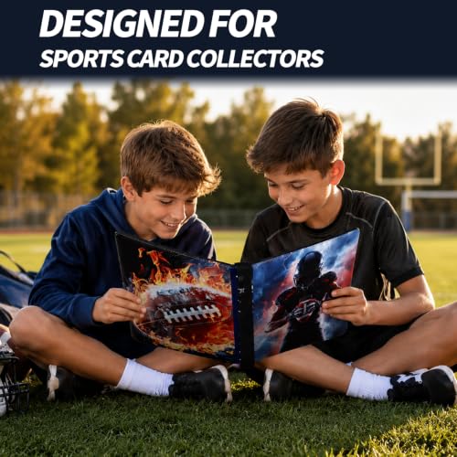 Football Card Binder, Holds 1080 Cards, 9-Pocket Trading Card Binder - color: Football A