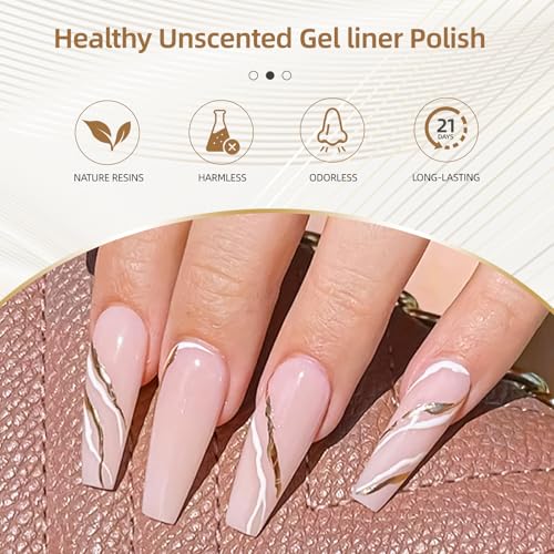 Gold Silver Metallic Gel Liner Nail Polish 3D Mirror Chrome Gel French Tip - color: Gold