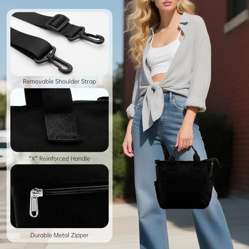 Crossbody Shoulder Bag for Women - Water Resistant Casual Handbag Purse with Multiple Pockets, Adjustable Strap - color: Black
