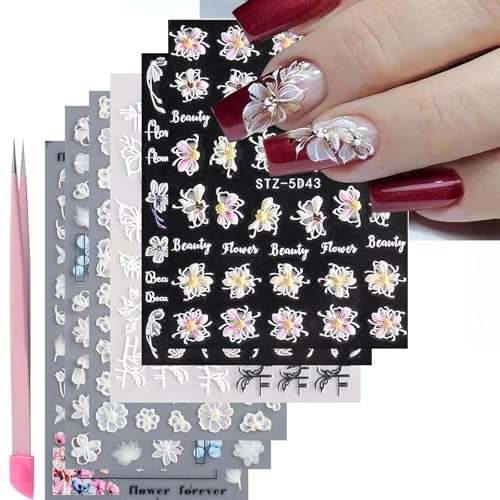 Lace Nail Stickers for Nail Art Flower Nail Decals for Women - color: Colorful-21