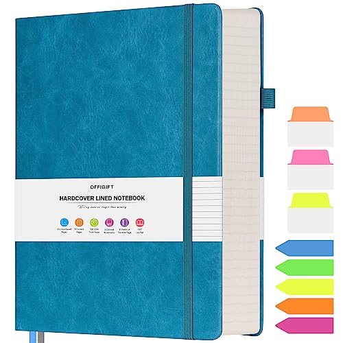 College Ruled Notebook 8.5" x 11", 312 Numbered Pages Lined Leather Journal - color: Blue, size: A4