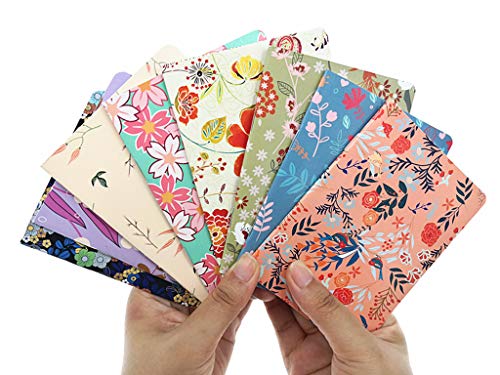 ALIMITOPIA 8pcs Mini Notebook Portable Pocket Notebook Journal Steno Memo MiniDaily NotePad,3.5X5 inches,24 sheets,College Ruled Pages(Flower Pattern)