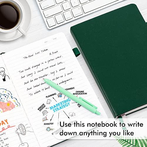 feela 24 Pack Journal Notebook for Work, Business Notebook Bulk Hardcover Lined Writing Journal with Pen Holder for Men Women Note Taking, with 24 Black Pens, 120 GSM, 5.1”x8.3”, A5, Dark Green - color: 24 Pack dark green