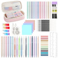MoKo Pencil Case with Supplies, 56Pcs Aesthetic School Set, Pink - color: Pink-56P