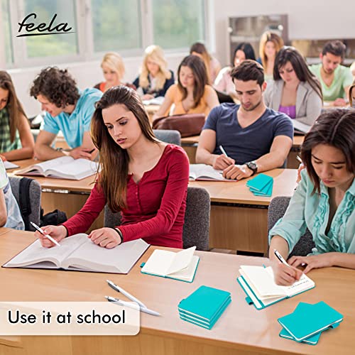 feela 3 Pack Pocket Notebook Journals with 3 Black Pens, A6 Mini Cute Small Journal Notebook Bulk Hardcover College Ruled Notepad with Pen Holder for Office School Supplies, 3.5”x 5.5”, Emerald - color: A6 3 Emerald