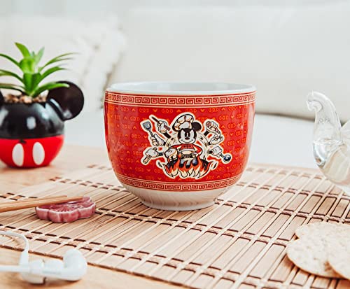 Disney Mickey Mouse Wild Wok Ceramic Dinnerware Set | Includes 20-Ounce Ramen Noodle Bowl and Wooden Chopsticks - color: Mickey Mouse Wild Wok