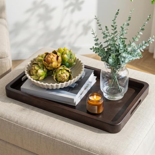 Hanobe 20" Large Wooden Ottoman Serving Trays for Coffee Table Decor